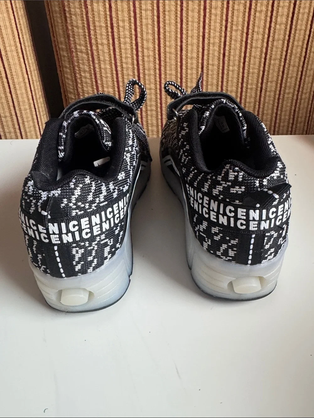 Sporto Kids Black & White Knit Athletic Sneakers